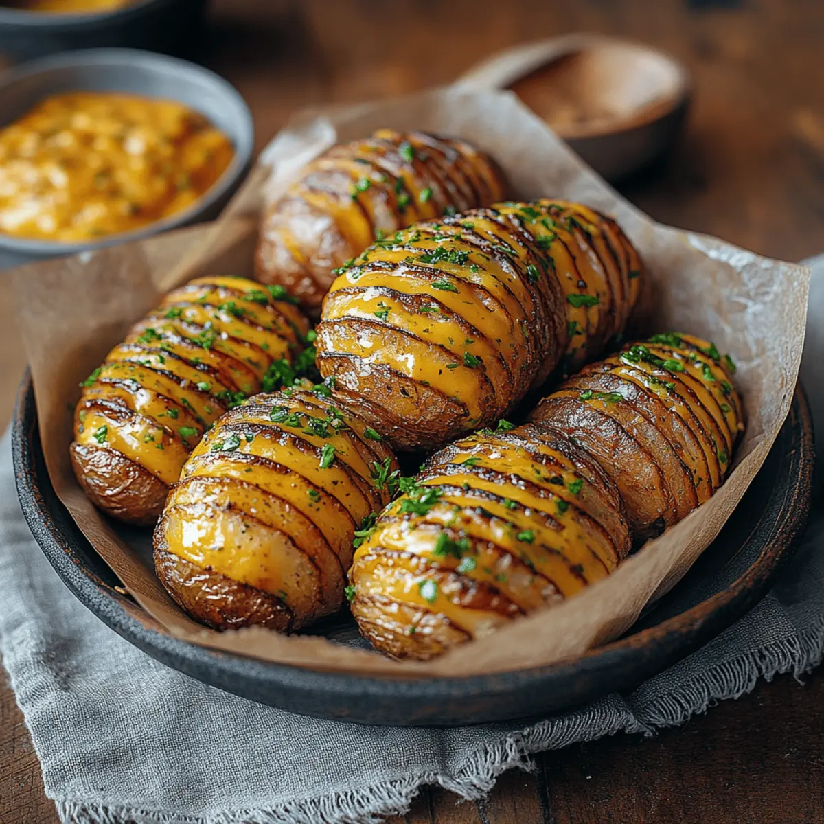 Oven-Baked Mini Hasselback Potatoes with Vegan Cajun Mayo