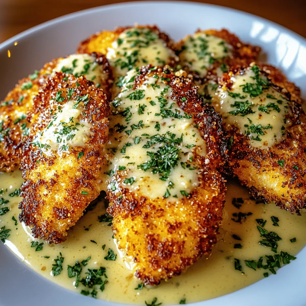 Crispy Parmesan Chicken with Garlic Sauce