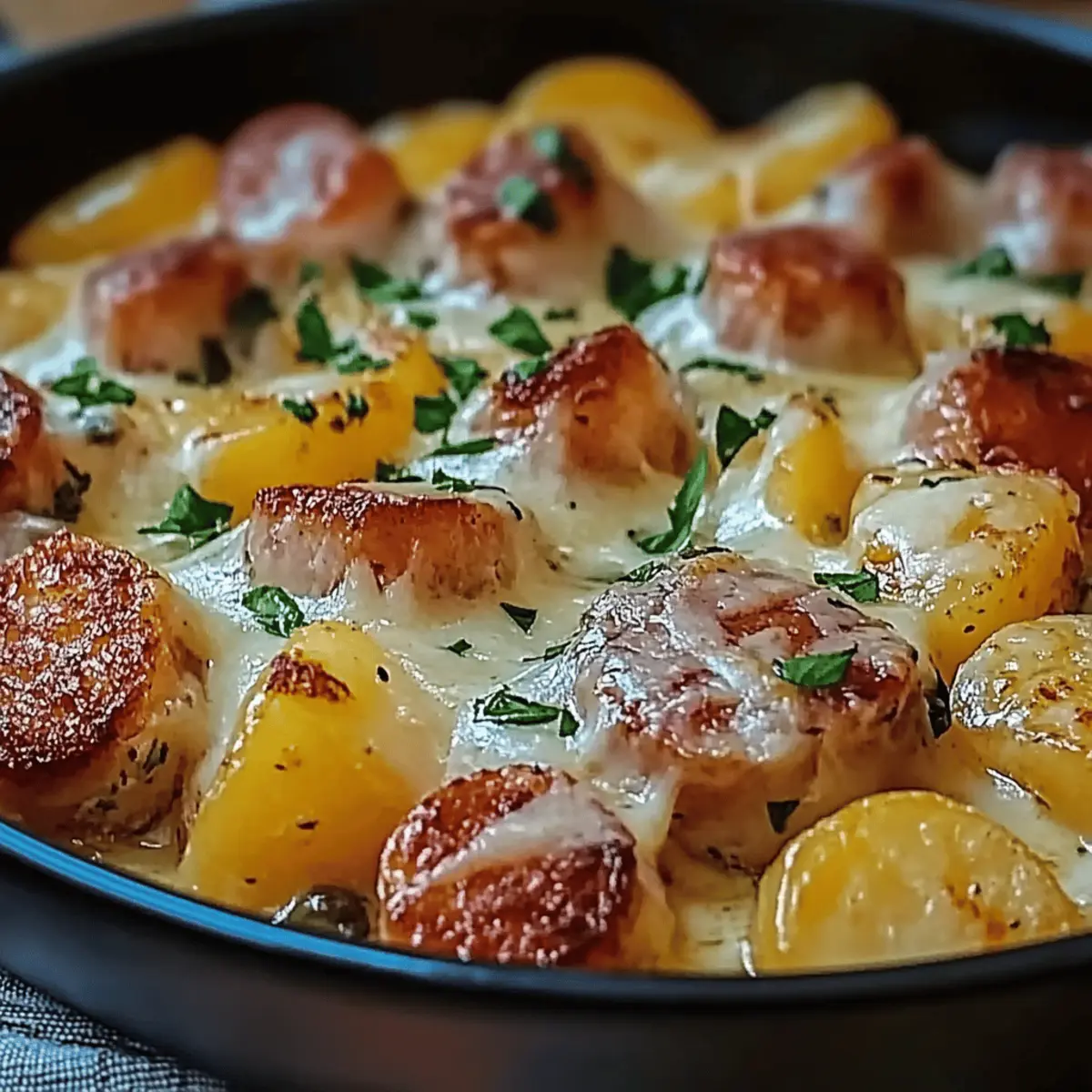 Cheesy Ranch Potatoes and Smoked Beef Sausage