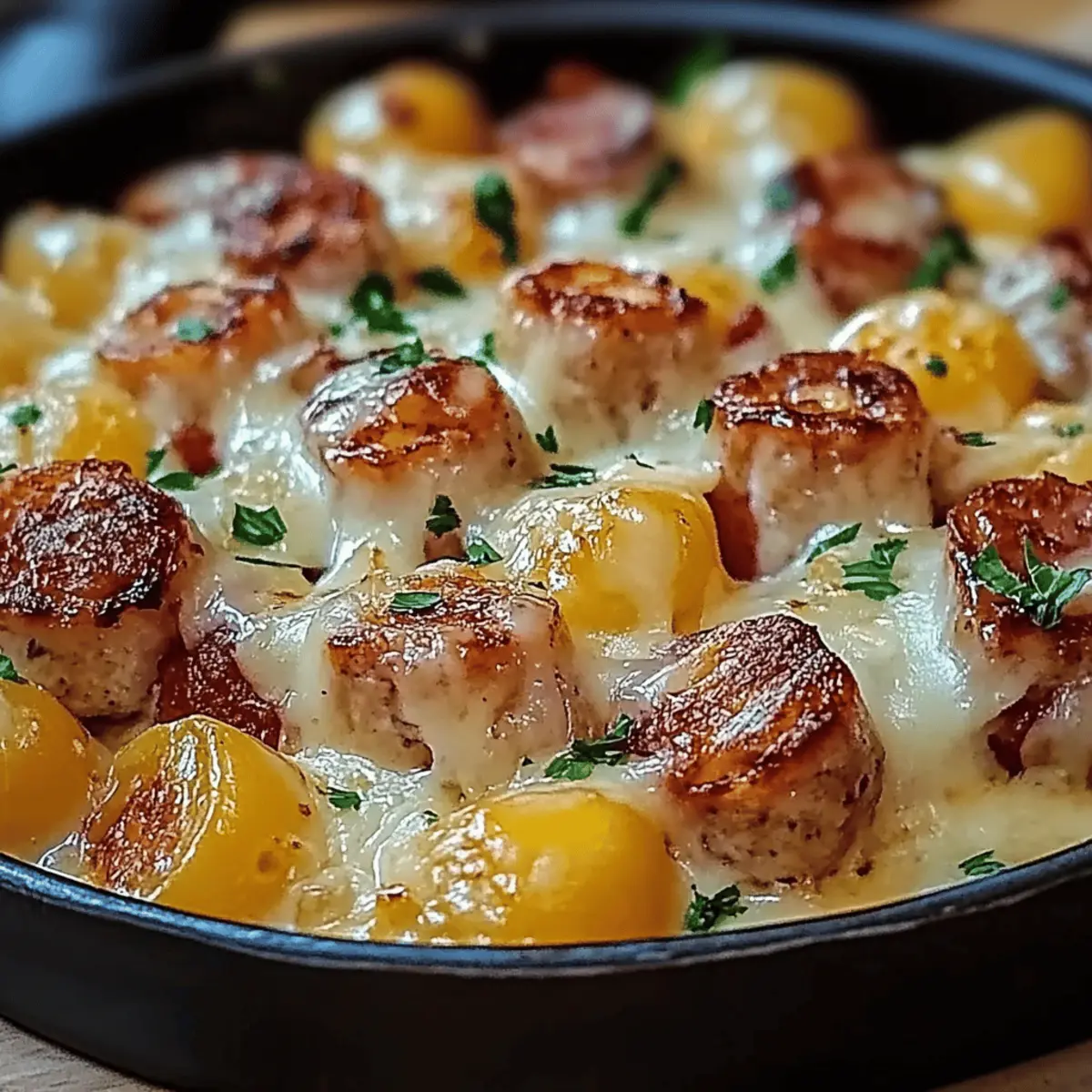 Cheesy Ranch Potatoes and Smoked Beef Sausage