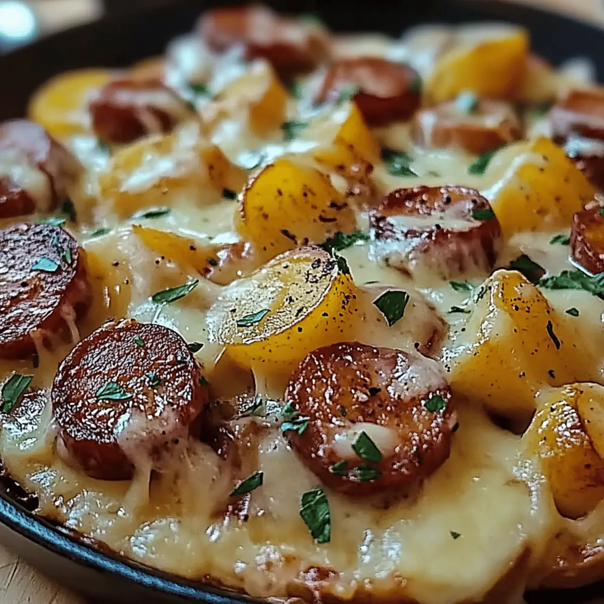 Cheesy Ranch Potatoes and Smoked Beef Sausage