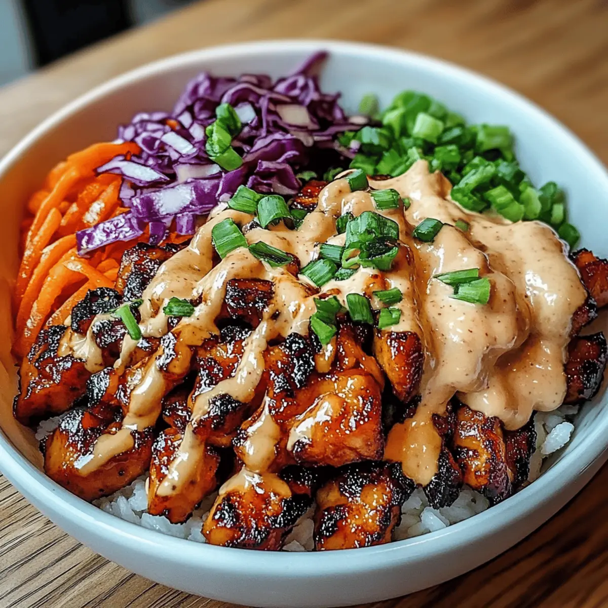 Korean BBQ Chicken Bowls with Gochujang Cream Sauce