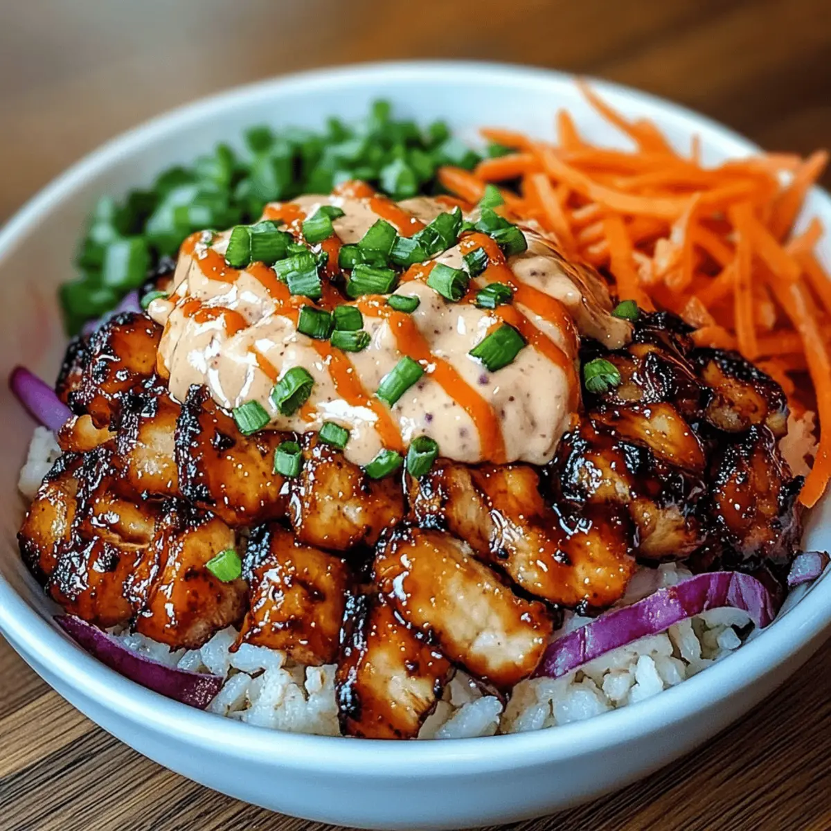Korean BBQ Chicken Bowls with Gochujang Cream Sauce