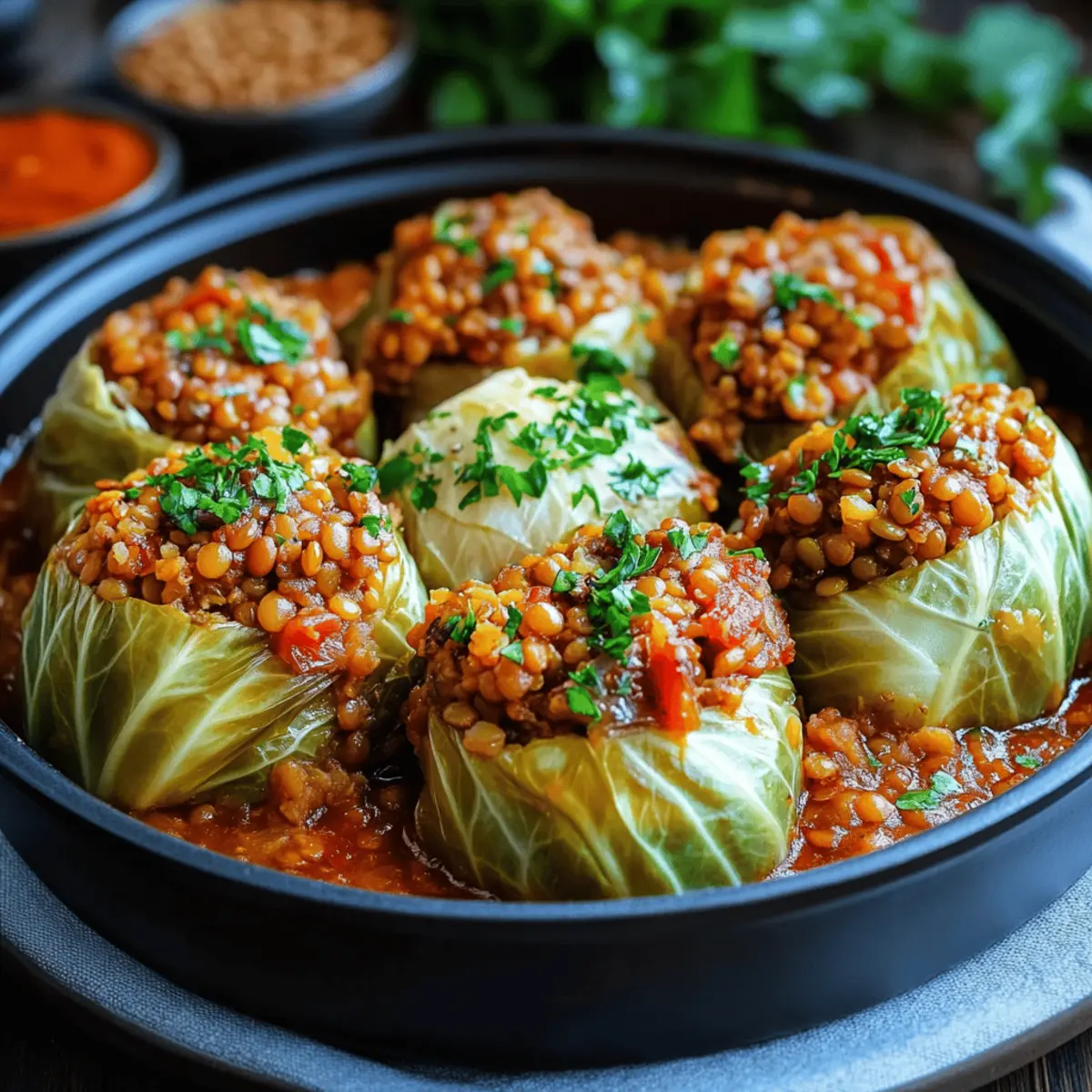 Lentil and Rice Stuffed Cabbage Rolls