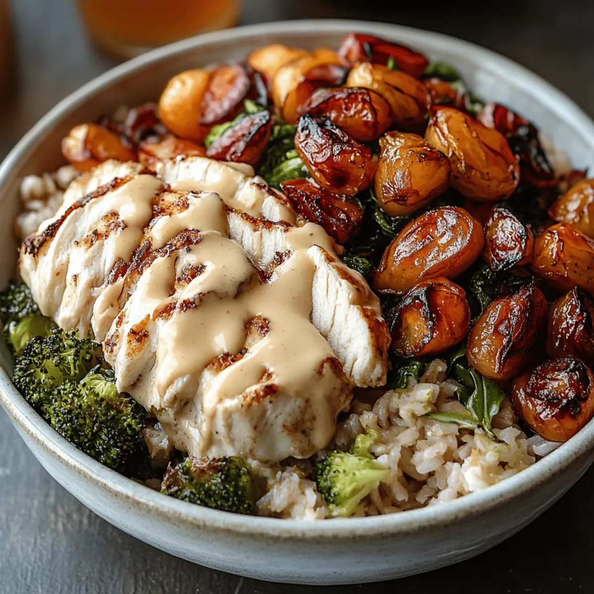 Maple Dijon Chicken & Roasted Sweet Potato Bowls