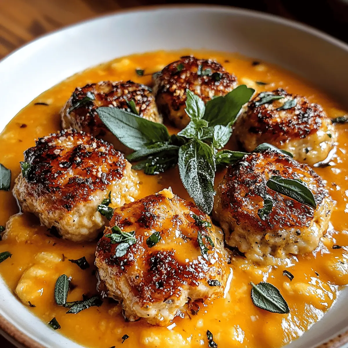 Turkey Meatballs in Pumpkin Sage Sauce