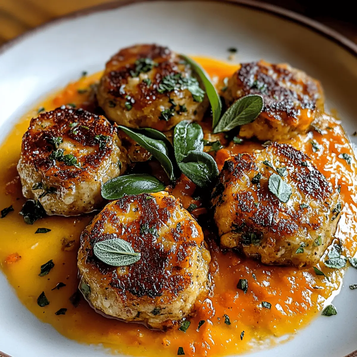 Turkey Meatballs in Pumpkin Sage Sauce