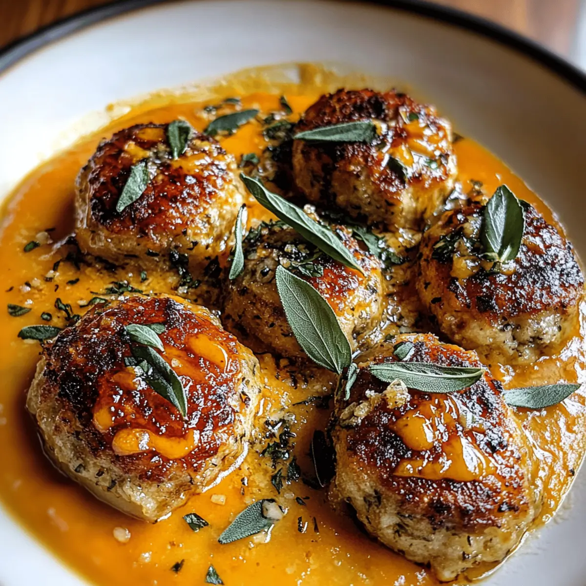 Turkey Meatballs in Pumpkin Sage Sauce