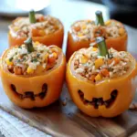 Shredded Chicken and Rice Stuffed Peppers