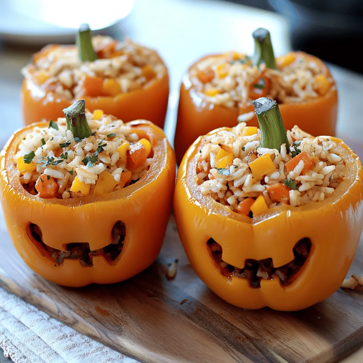 Shredded Chicken and Rice Stuffed Peppers