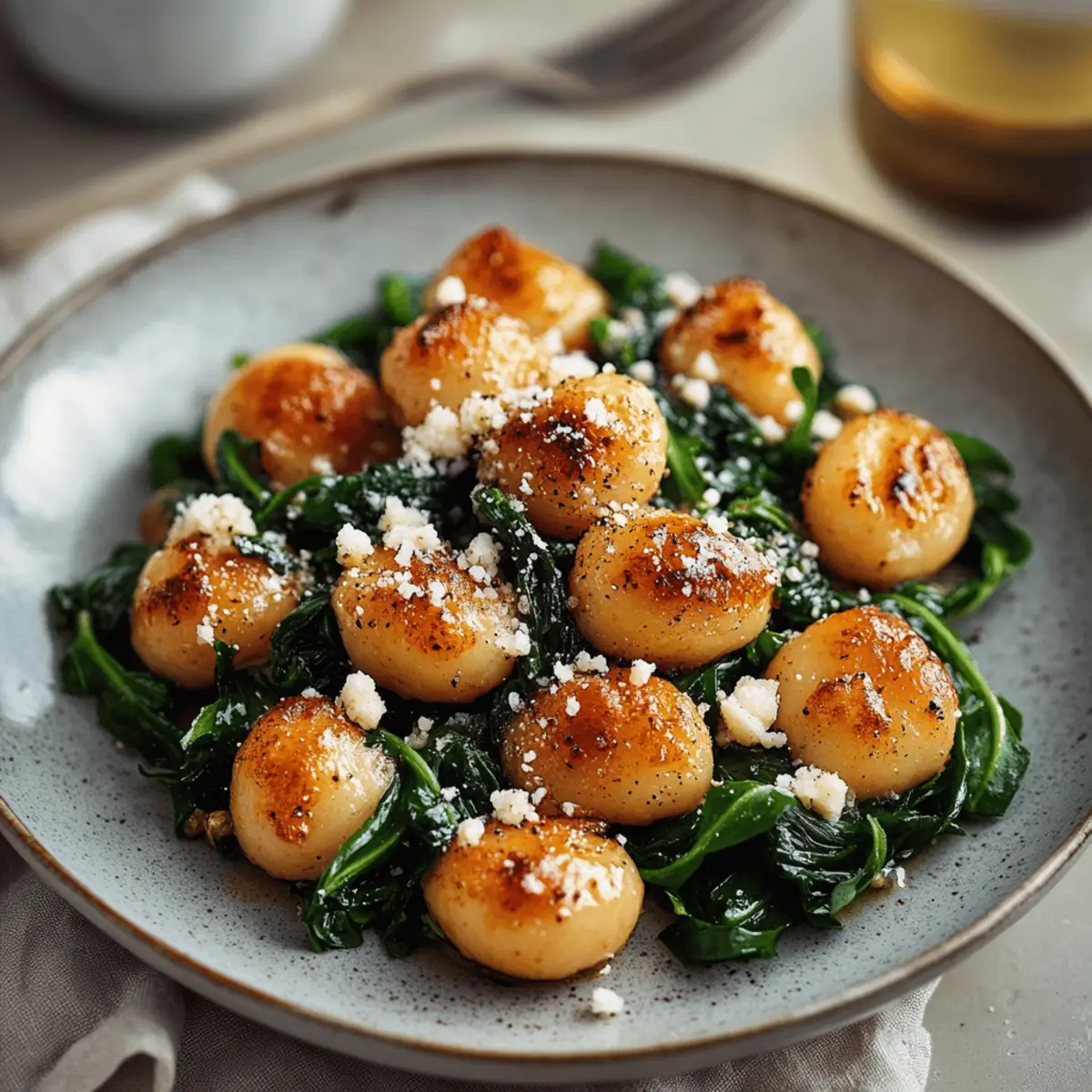 Crispy Gnocchi With Spinach And Feta