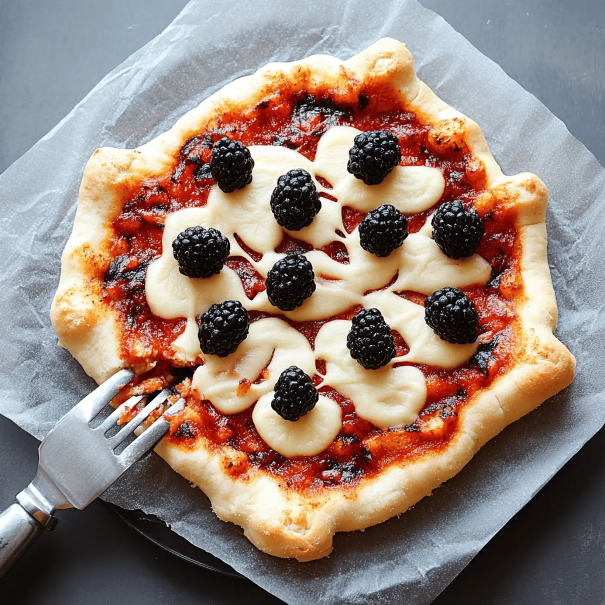 Creepy Halloween Spider Web Pizza
