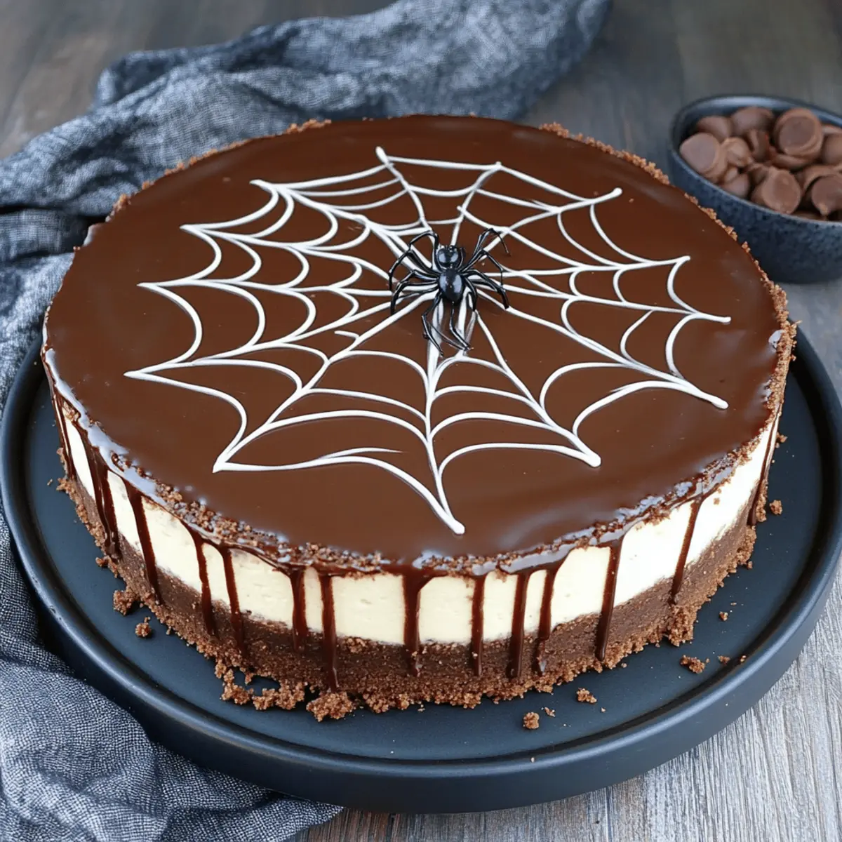 Chocolate Spiderweb Cheesecake