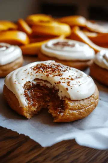 Pumpkin Sugar Cookies with Cream Cheese Frosting