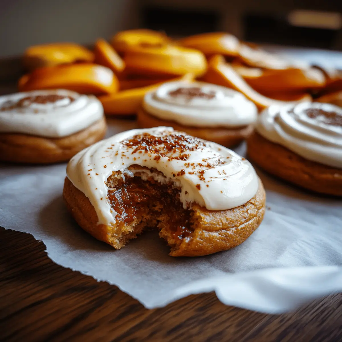Pumpkin Sugar Cookies with Cream Cheese Frosting