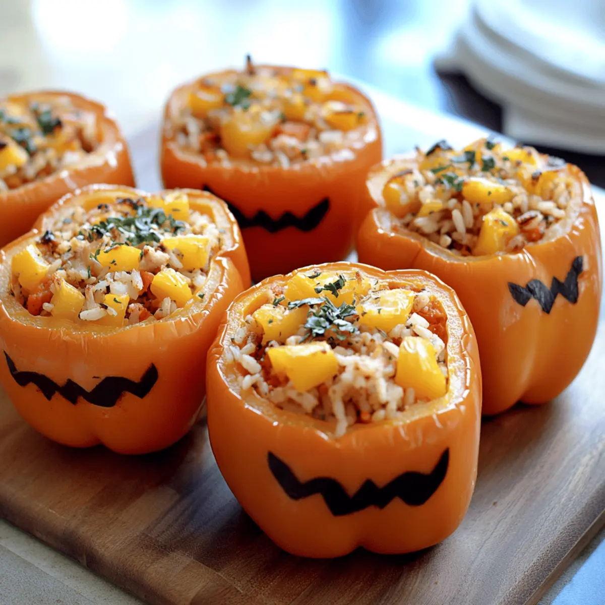 Shredded Chicken and Rice Stuffed Peppers