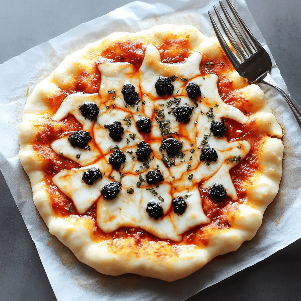 Creepy Halloween Spider Web Pizza
