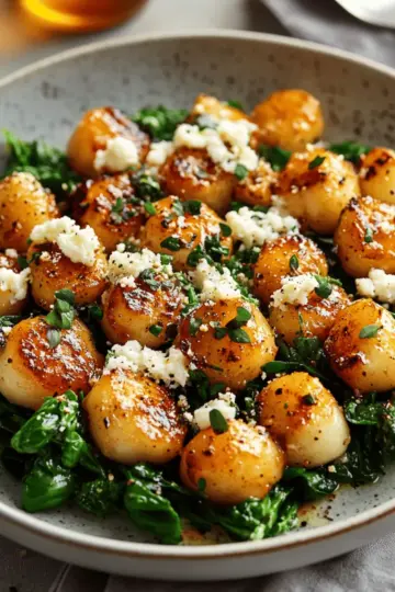Crispy Gnocchi With Spinach And Feta