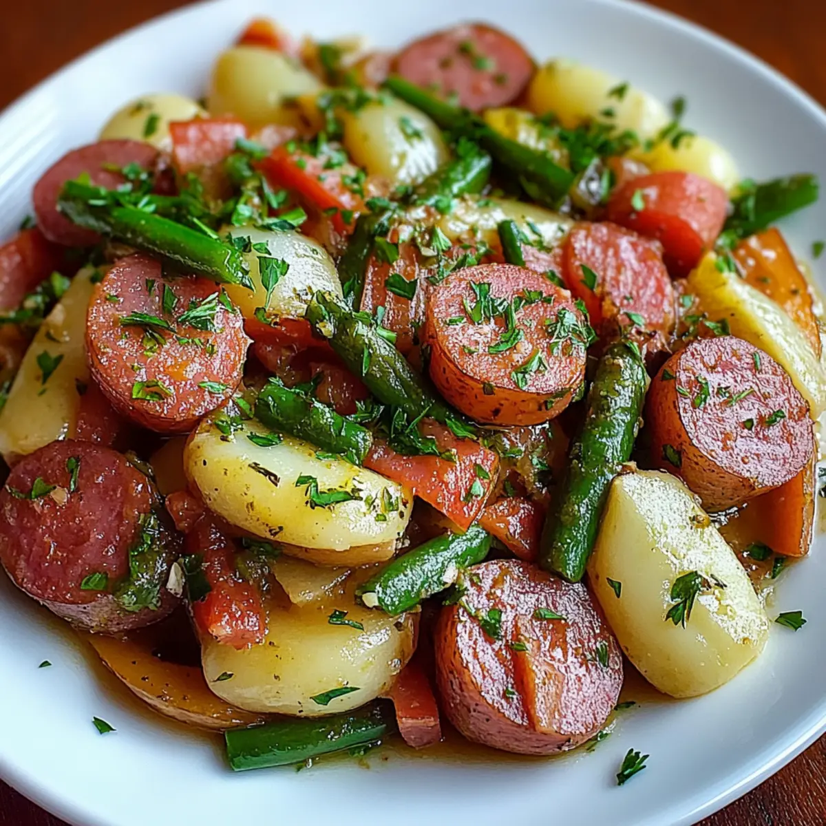 Crockpot Kielbasa and Green Beans