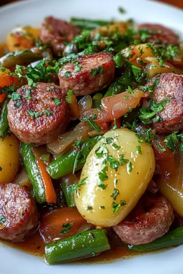 Crockpot Kielbasa and Green Beans