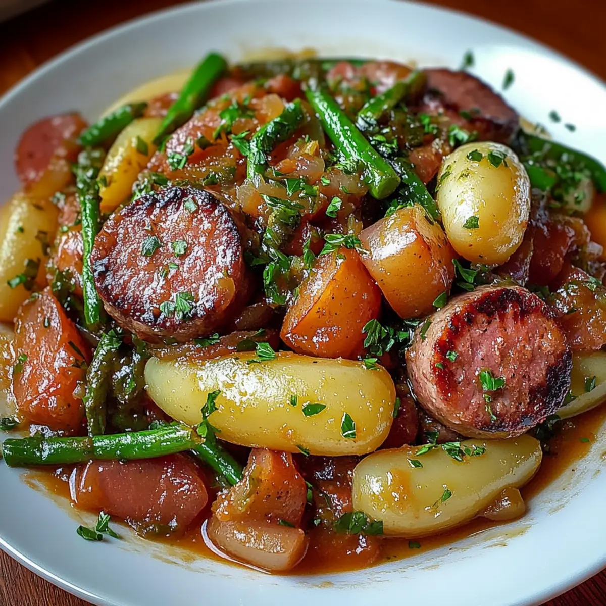 Crockpot Kielbasa and Green Beans