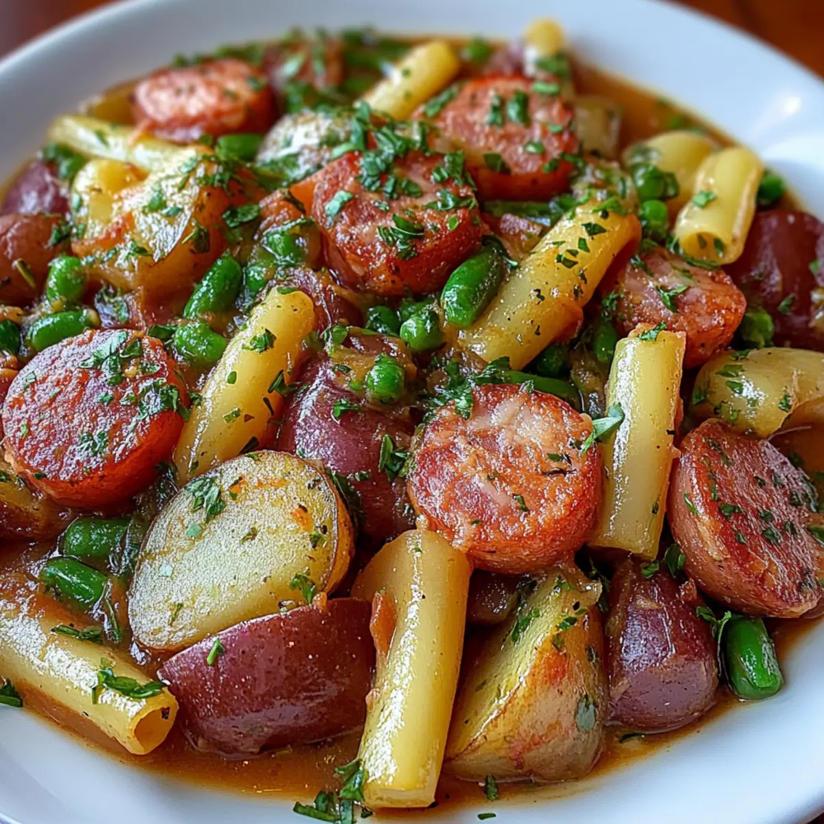 Crockpot Kielbasa and Green Beans