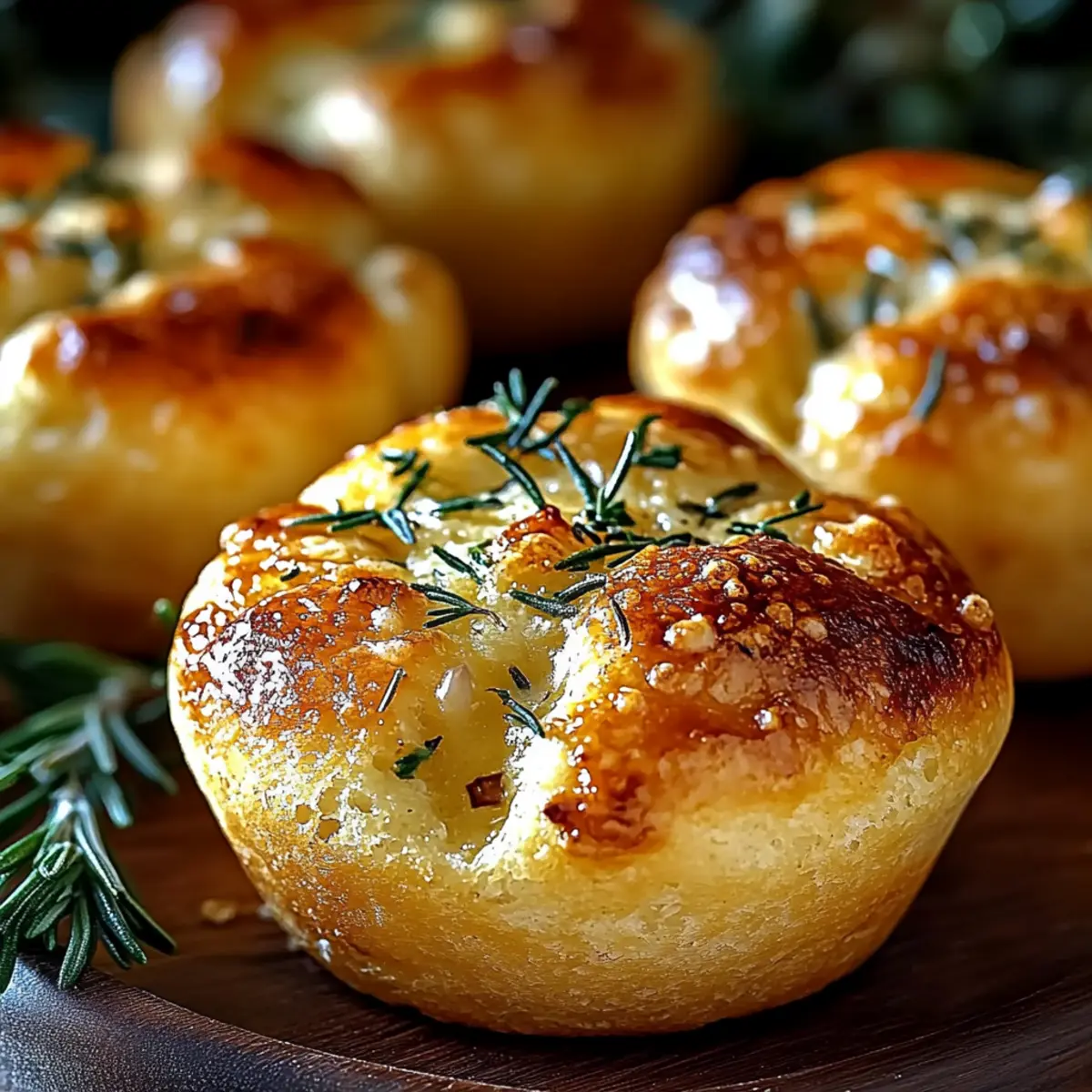 Garlic Rosemary Focaccia Muffins