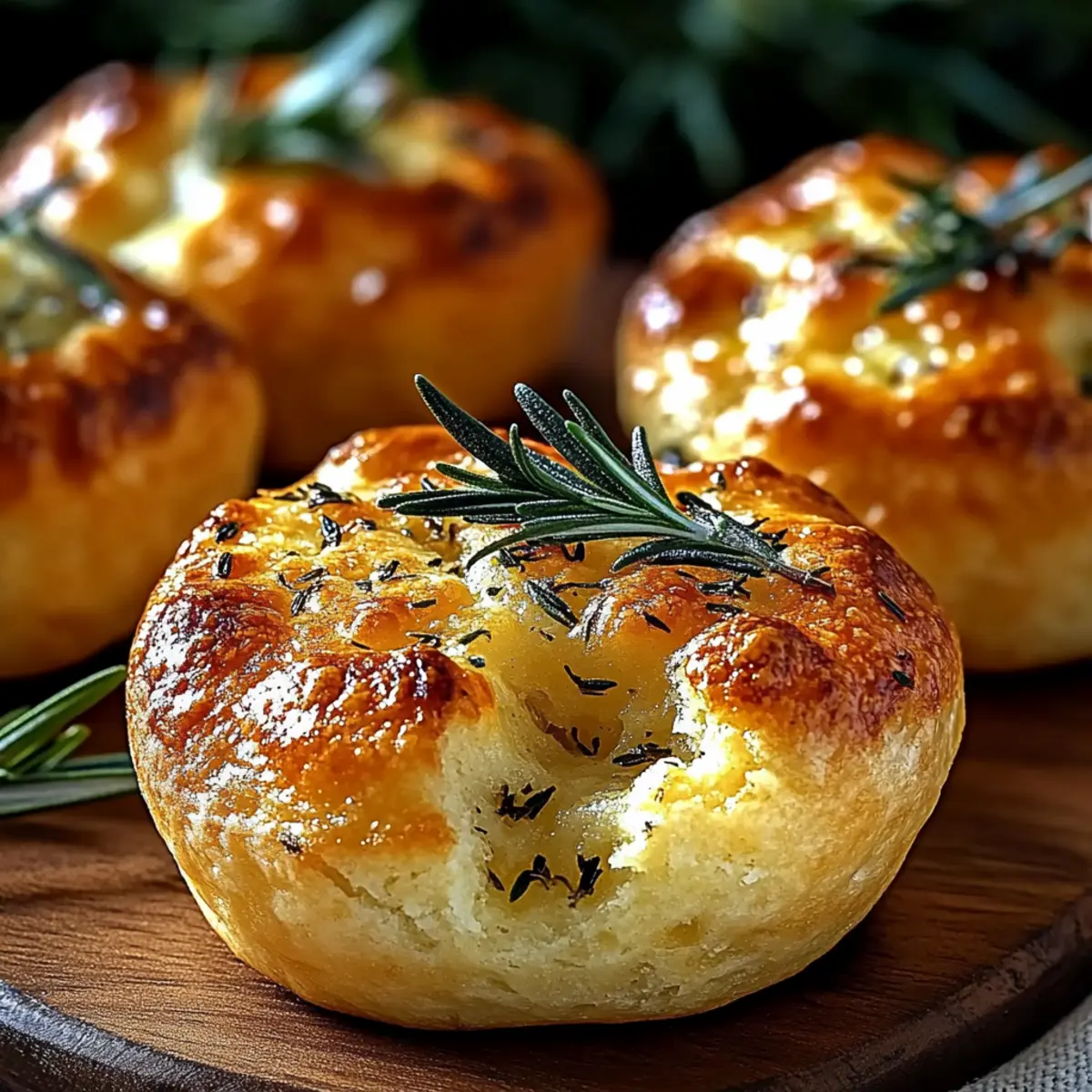Garlic Rosemary Focaccia Muffins