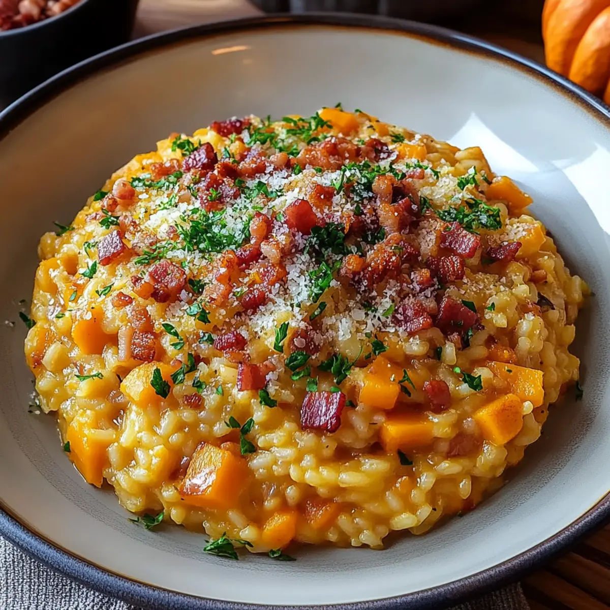 Pumpkin Risotto with Bacon & Parmesan