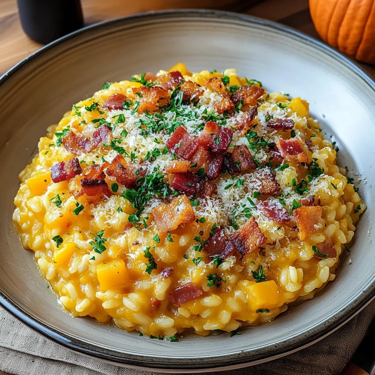 Pumpkin Risotto with Bacon & Parmesan