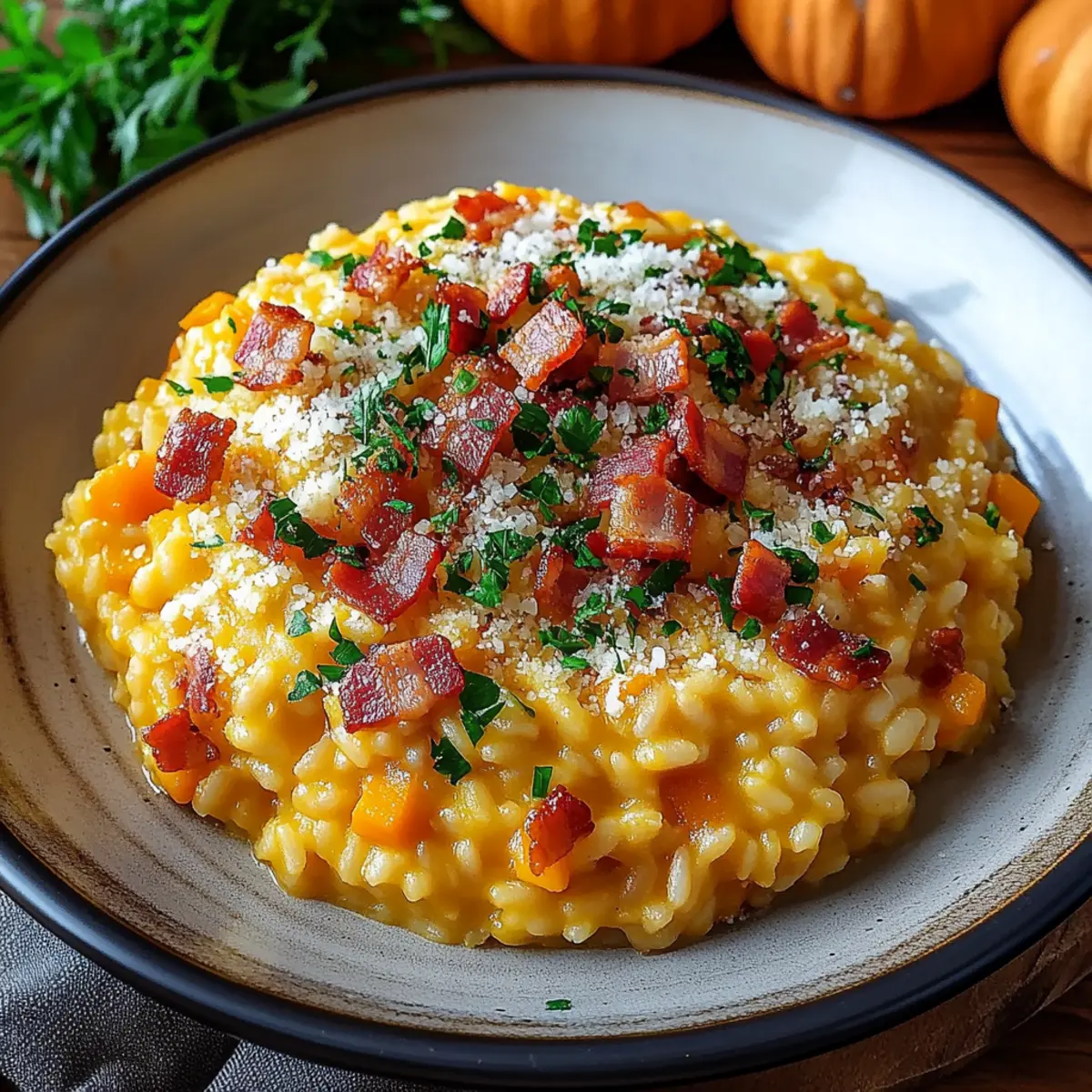Pumpkin Risotto with Bacon & Parmesan