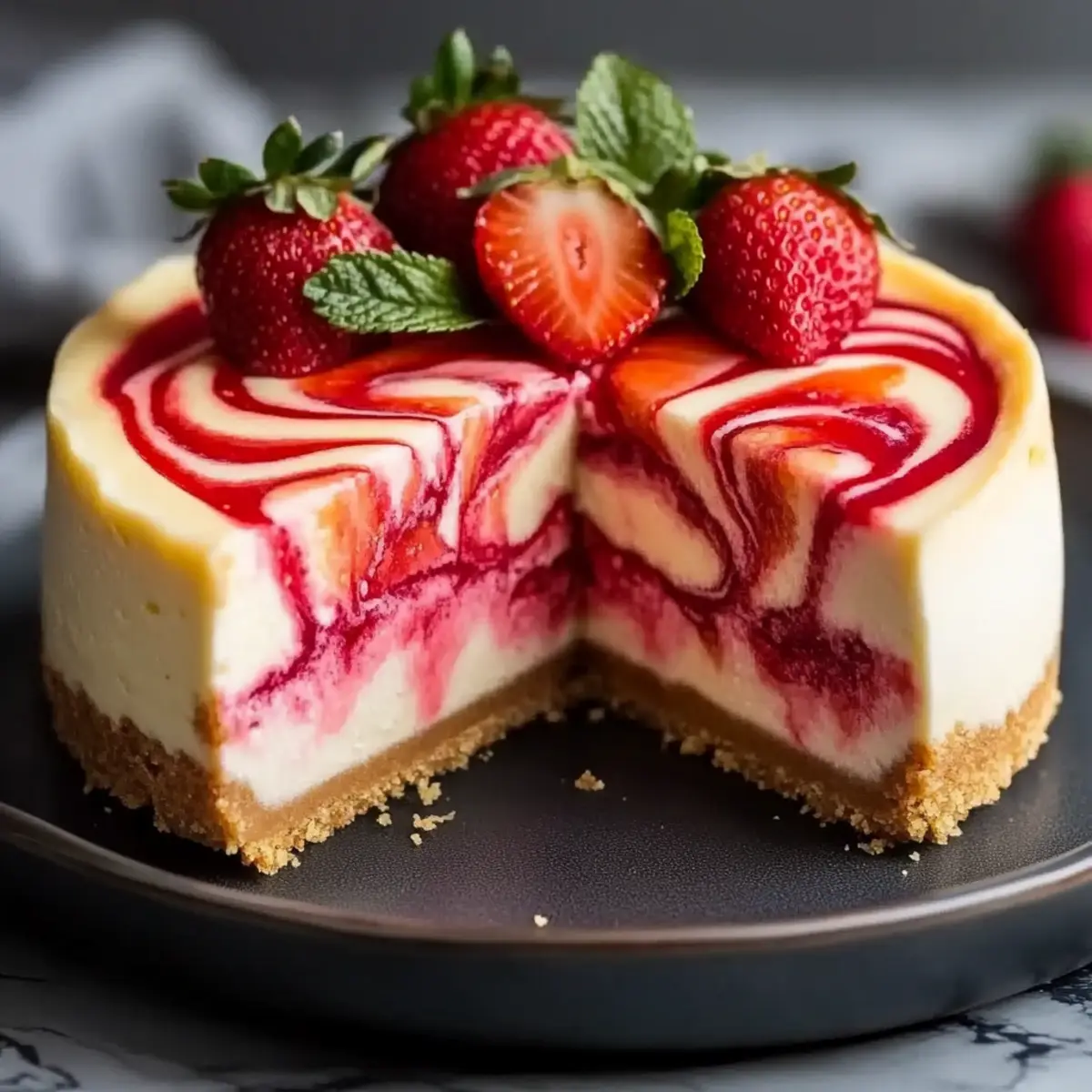 Strawberry Swirl Cheesecake