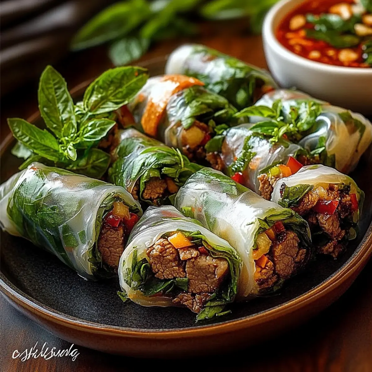 Thai Basil Beef Rolls