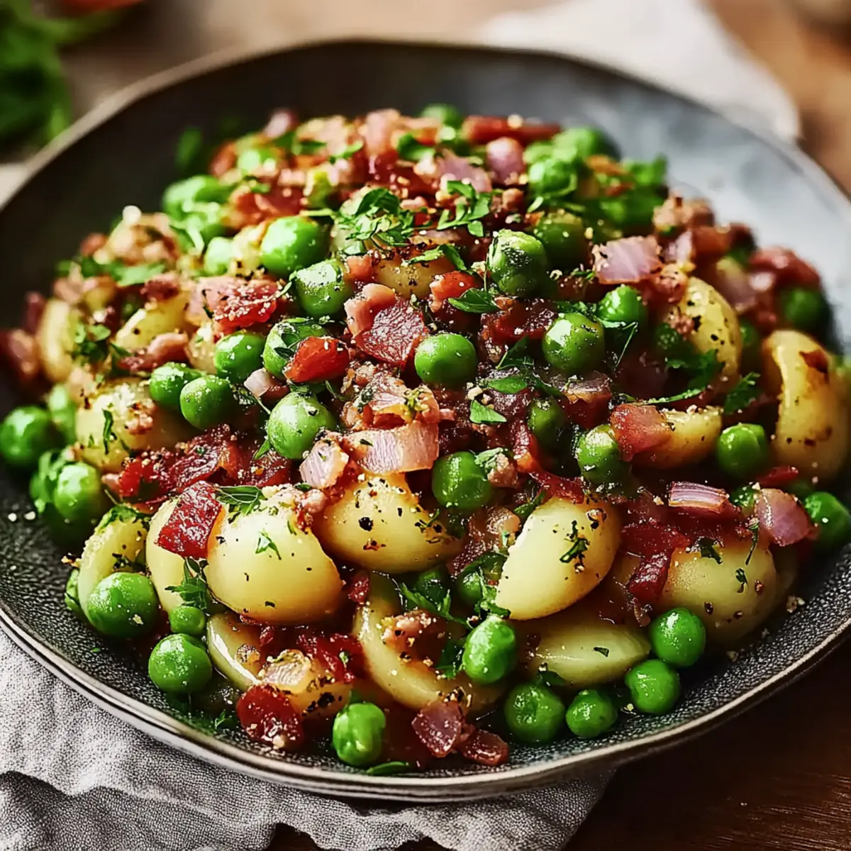 Thanksgiving Peas with Pear and Pancetta
