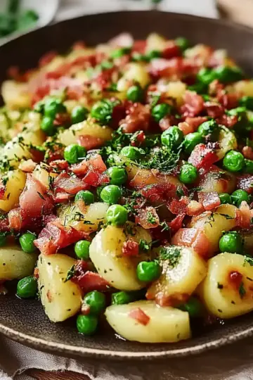 Thanksgiving Peas with Pear and Pancetta