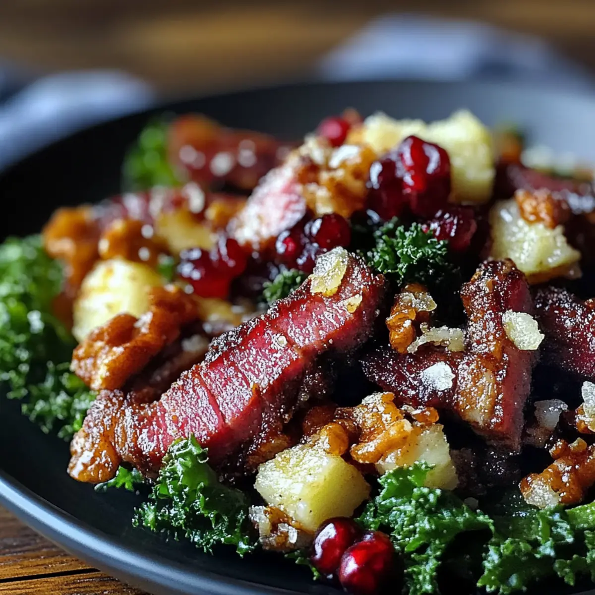 Apple Cranberry Bacon Kale Salad