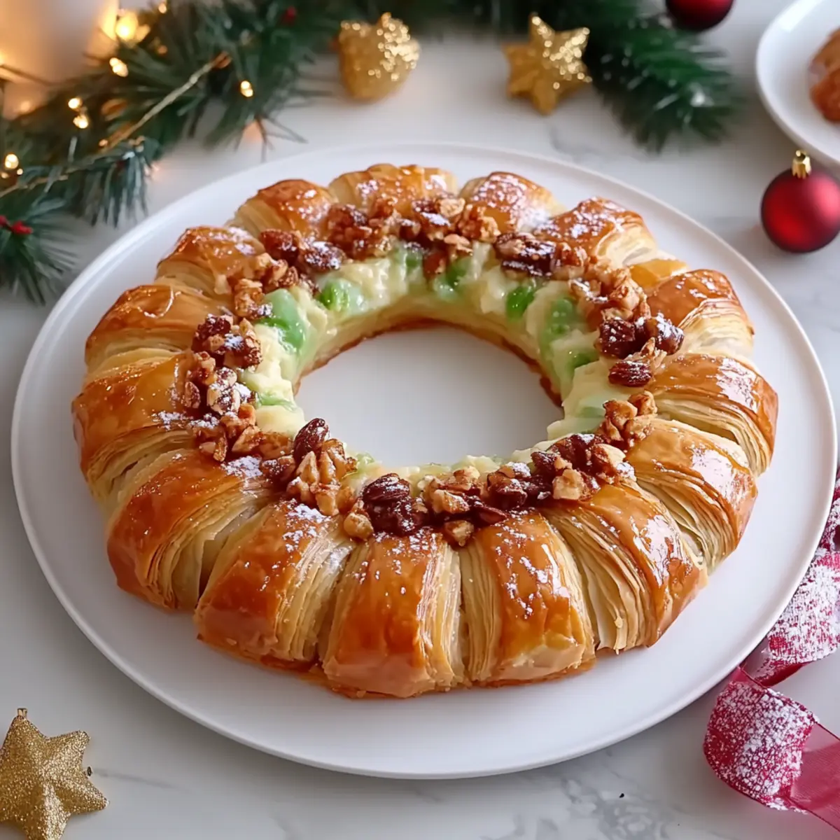 Baklava-Custard Christmas Wreath