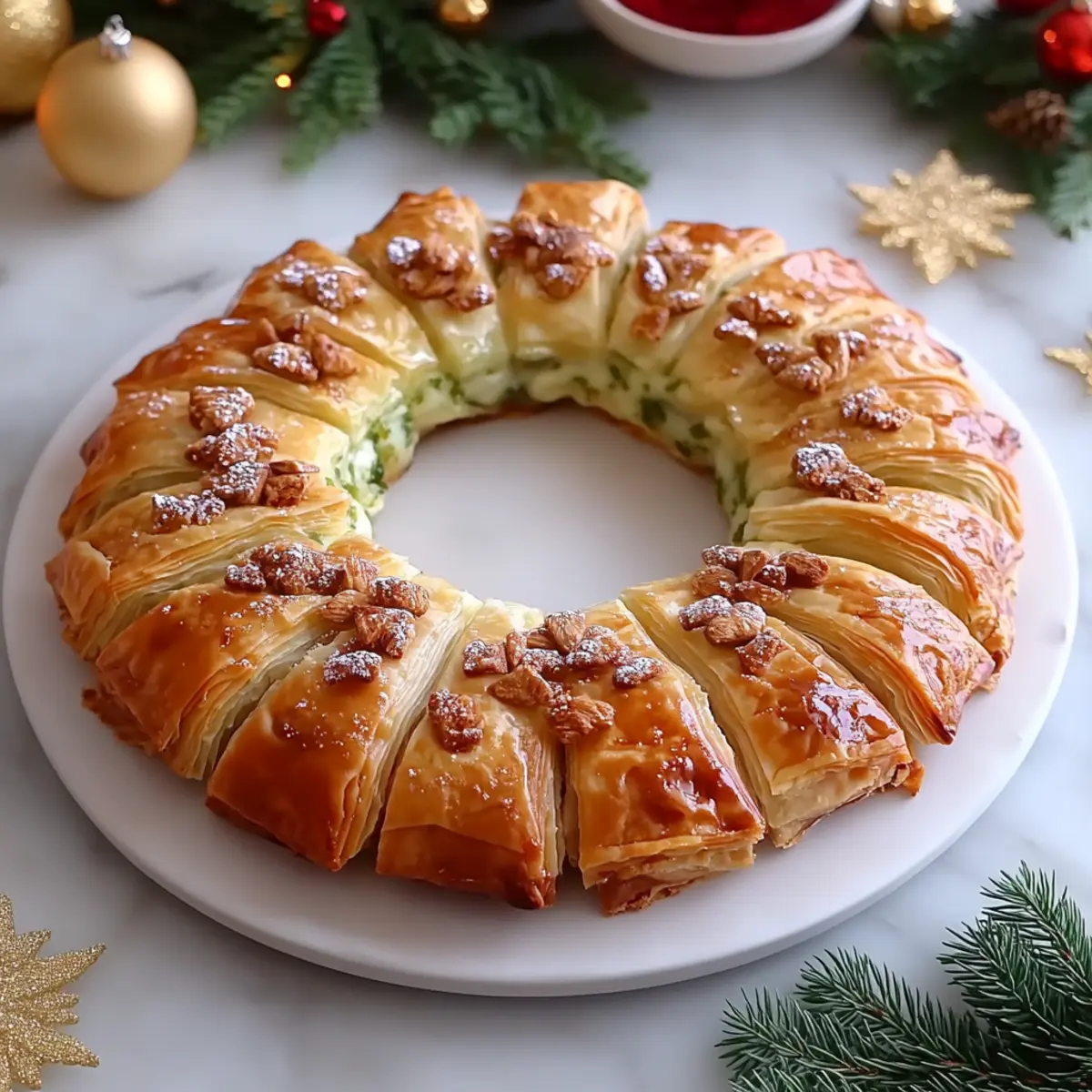 Baklava-Custard Christmas Wreath
