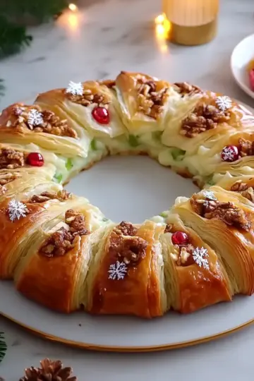 Baklava-Custard Christmas Wreath