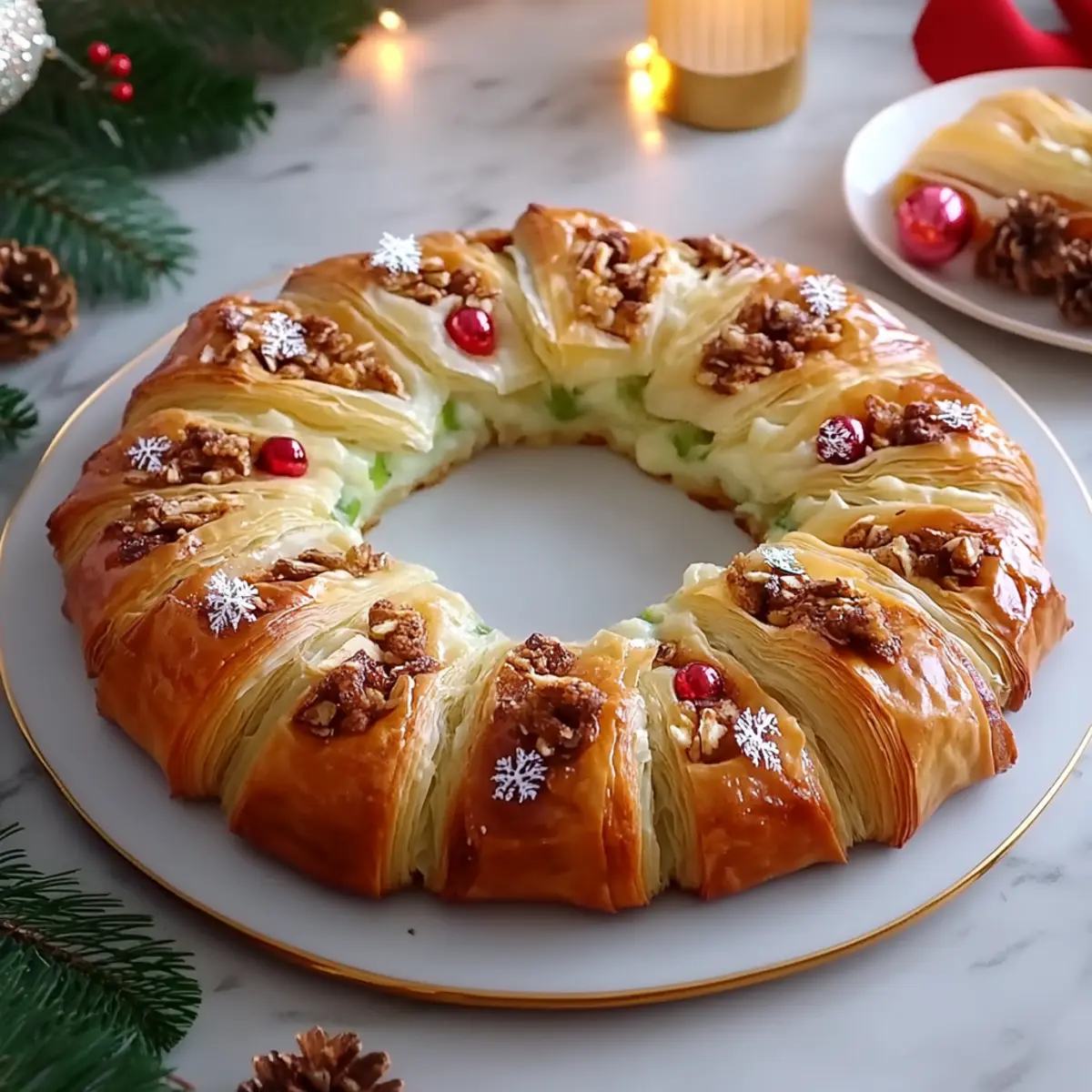 Baklava-Custard Christmas Wreath