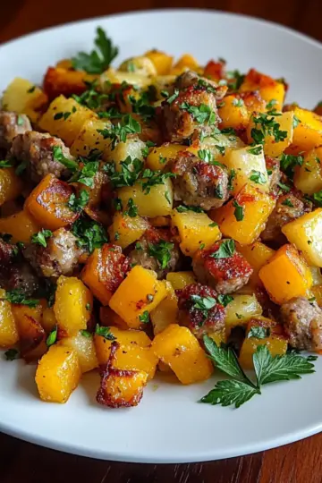 Butternut Squash and Apple Hash with Sausage