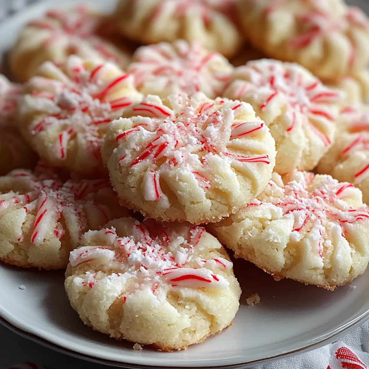 Candy Cane Whipped Shortbread Cookies