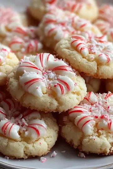 Candy Cane Whipped Shortbread Cookies
