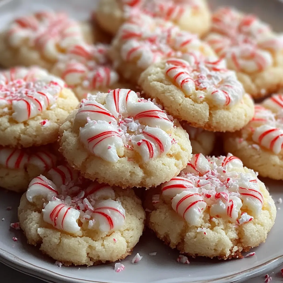Candy Cane Whipped Shortbread Cookies