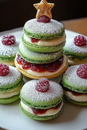 Christmas Tree Cake Macarons