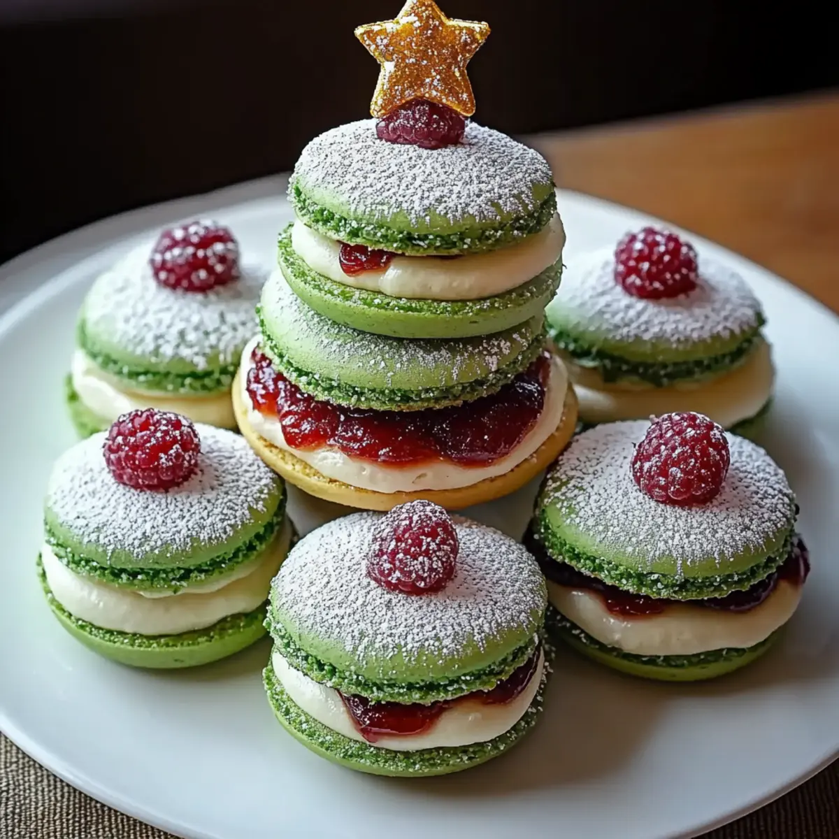 Christmas Tree Cake Macarons