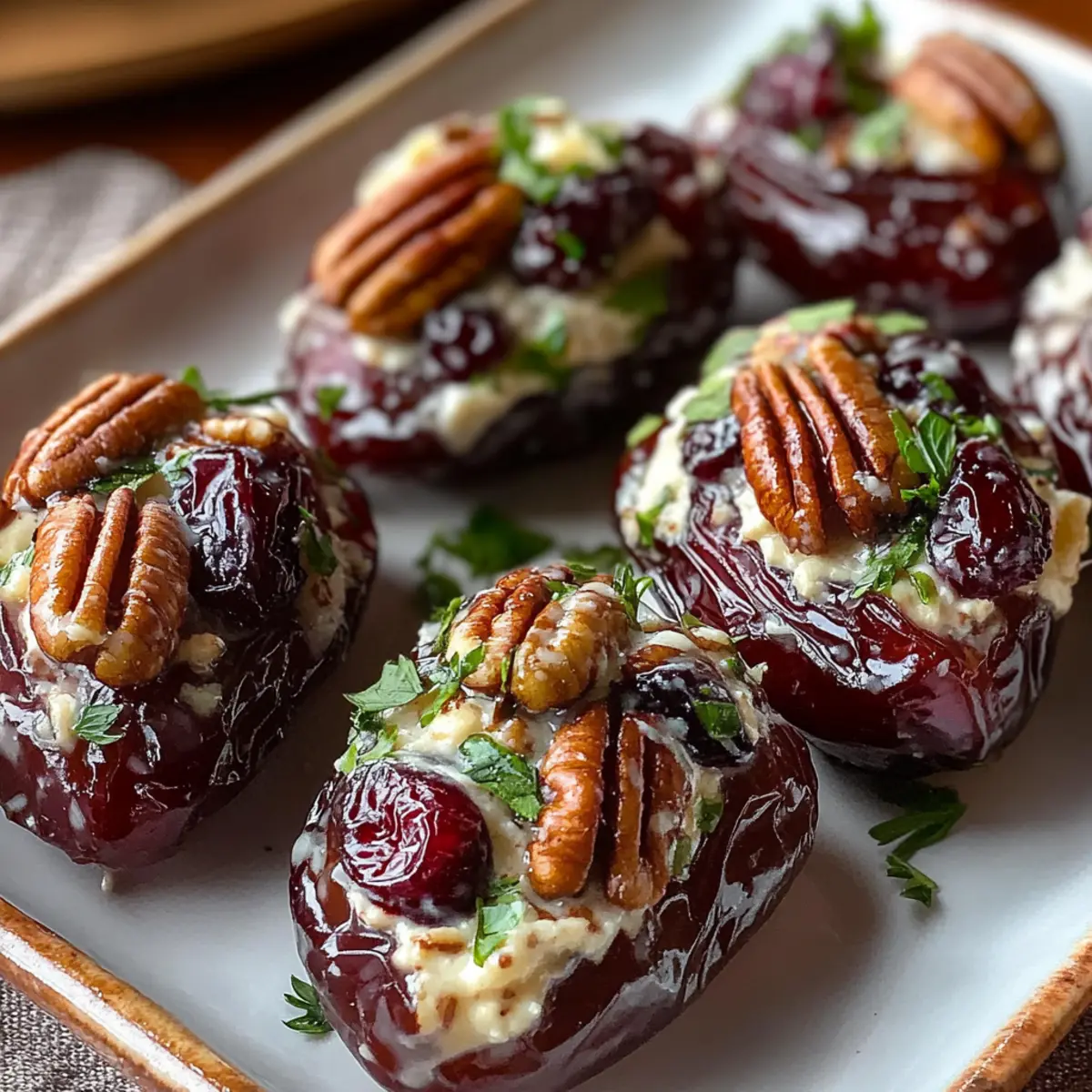 Cranberry Pecan Cream Cheese Stuffed Dates