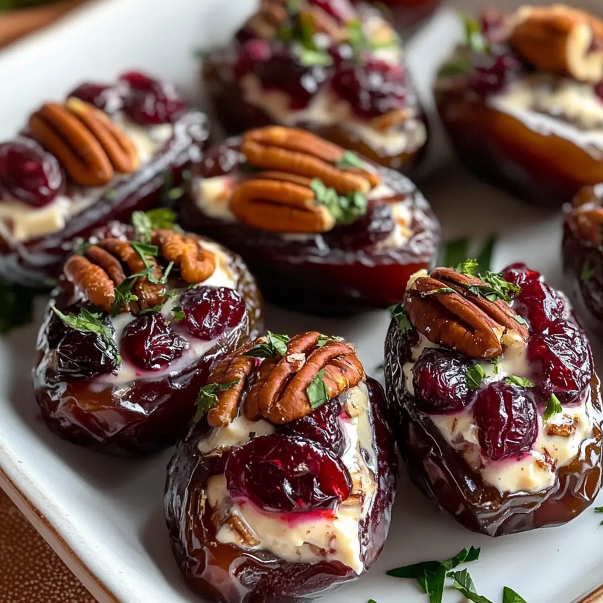 Cranberry Pecan Cream Cheese Stuffed Dates