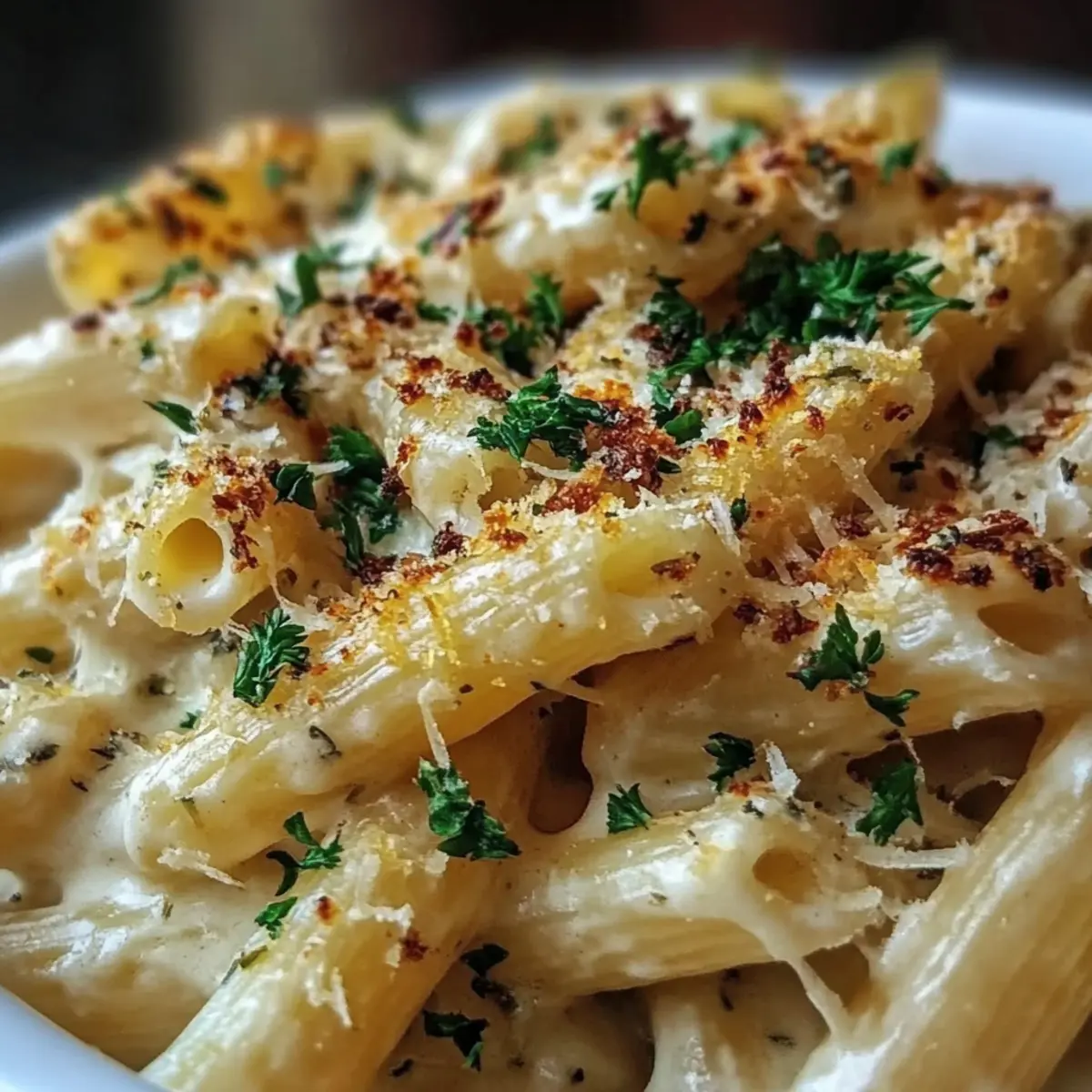 Creamy Garlic Parmesan Pasta Bake