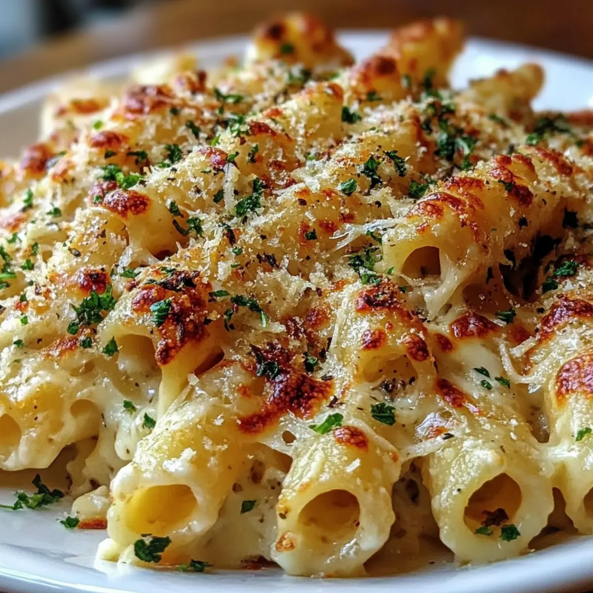 Creamy Garlic Parmesan Pasta Bake